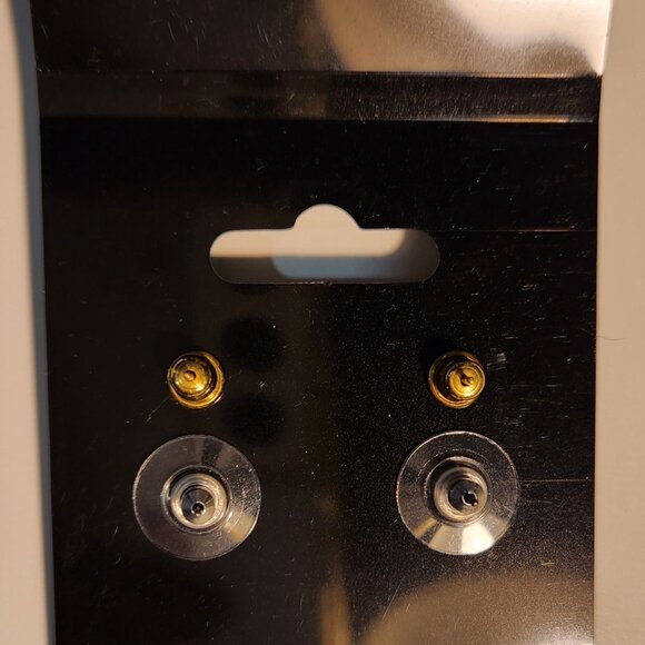 Two Pairs of Cubic Zarconia Stud Earrings - Large Round Circles & Small Stars - Picture 3 of 3